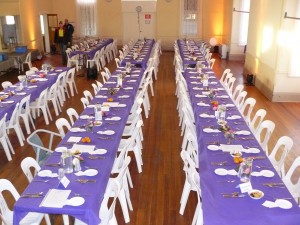 Tables set up for centenary dinner